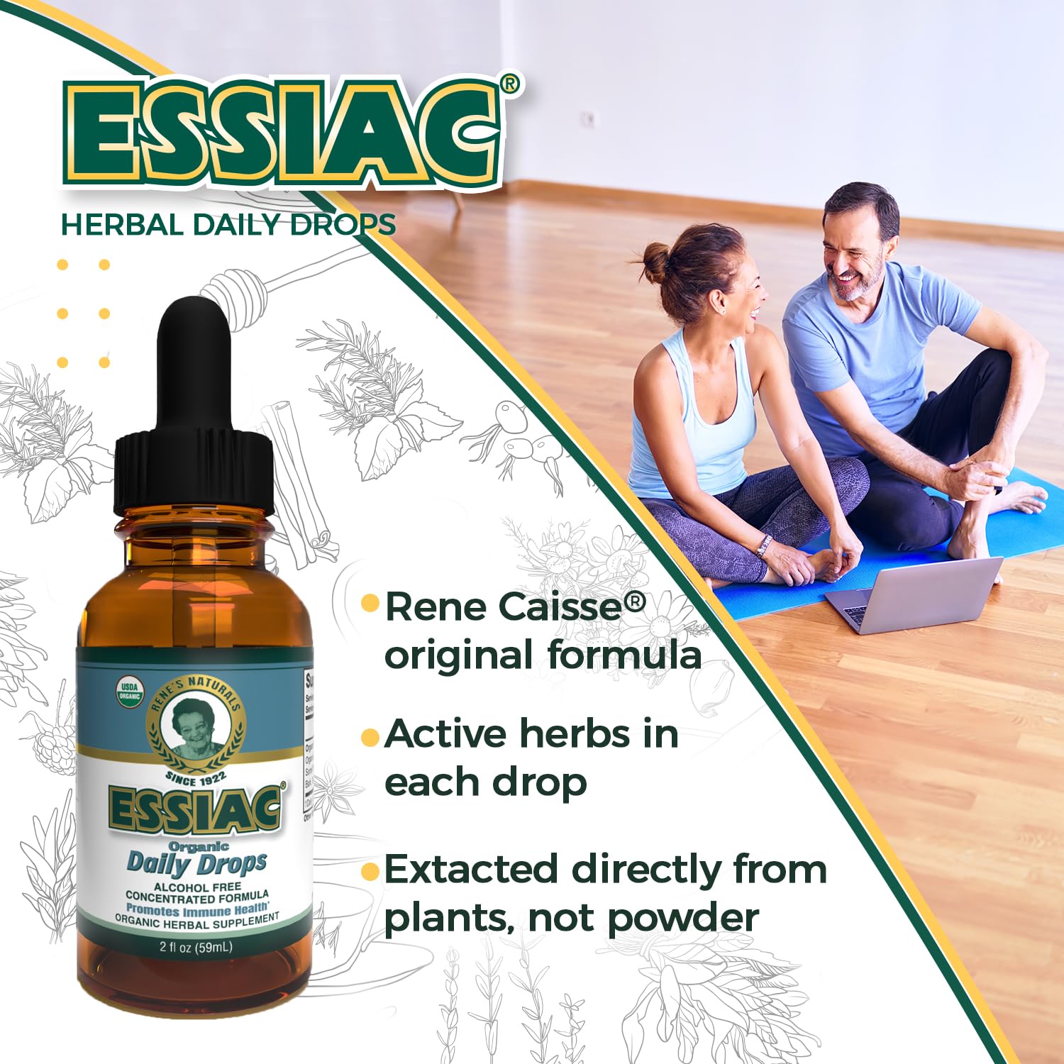Essiac Drops dropper bottle ready for dosing in water
