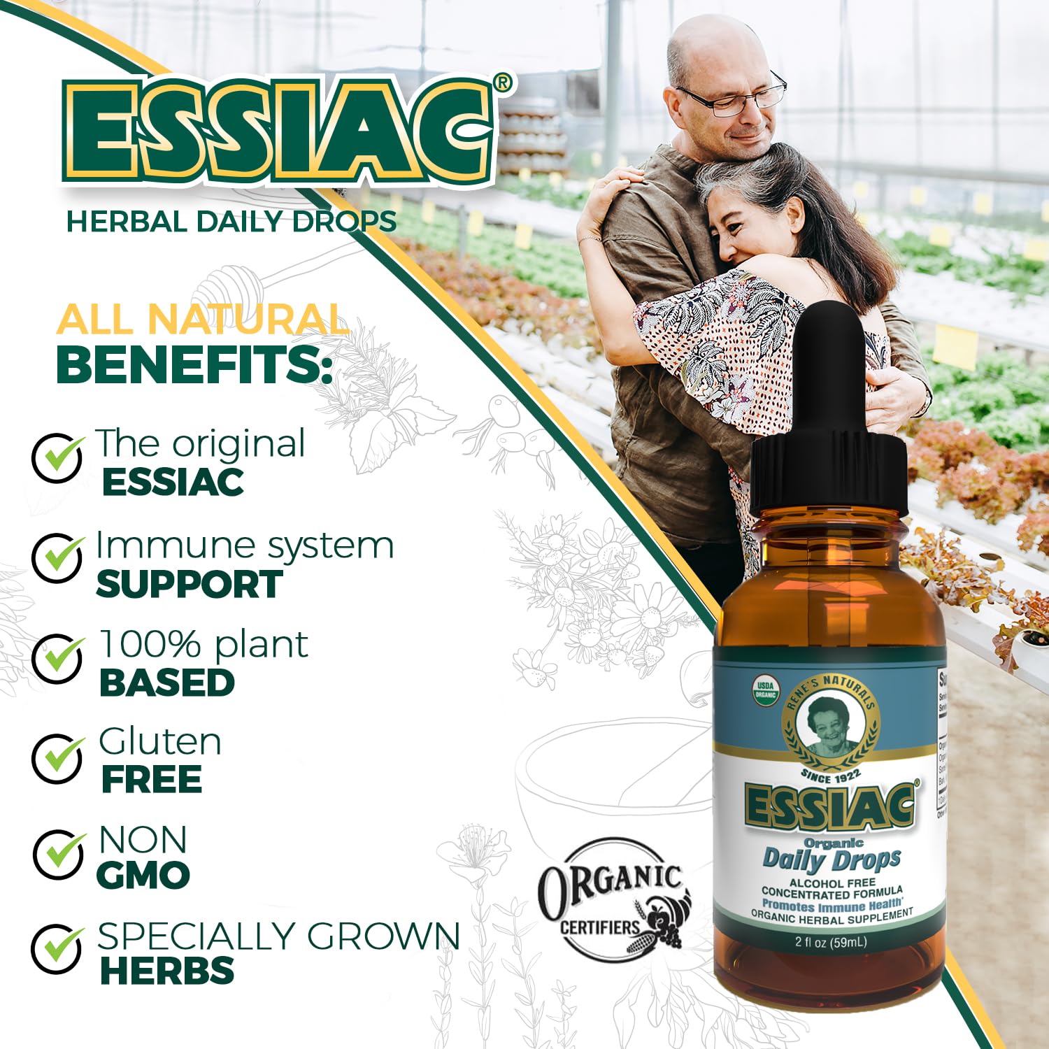 Essiac Drops organic herbs close-up
