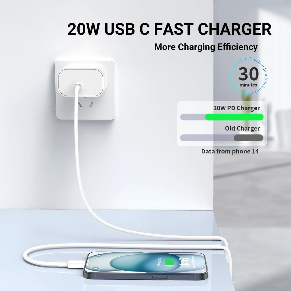 Essri 10ft USB-C to Lightning cable shown with ample reach