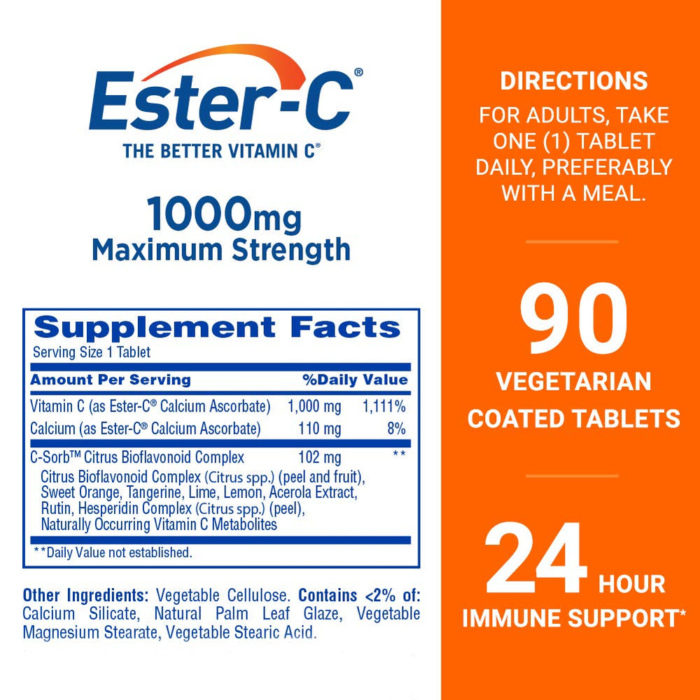 Ester-C with C-Sorb bioflavonoids boosts vitamin C retention.