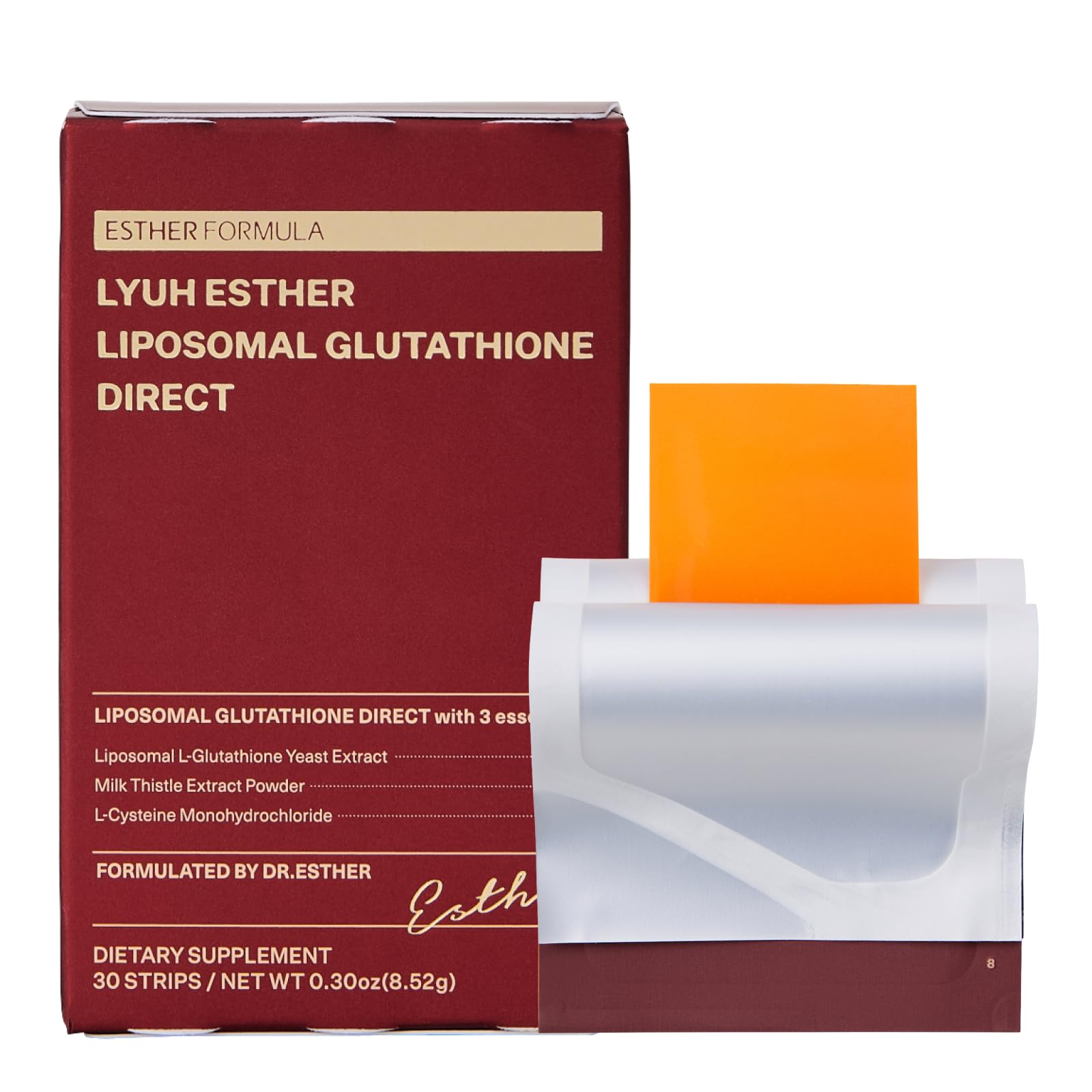 ESTHER FORMULA Liposomal Glutathione Strips lemon flavor for a citrus antioxidant boost