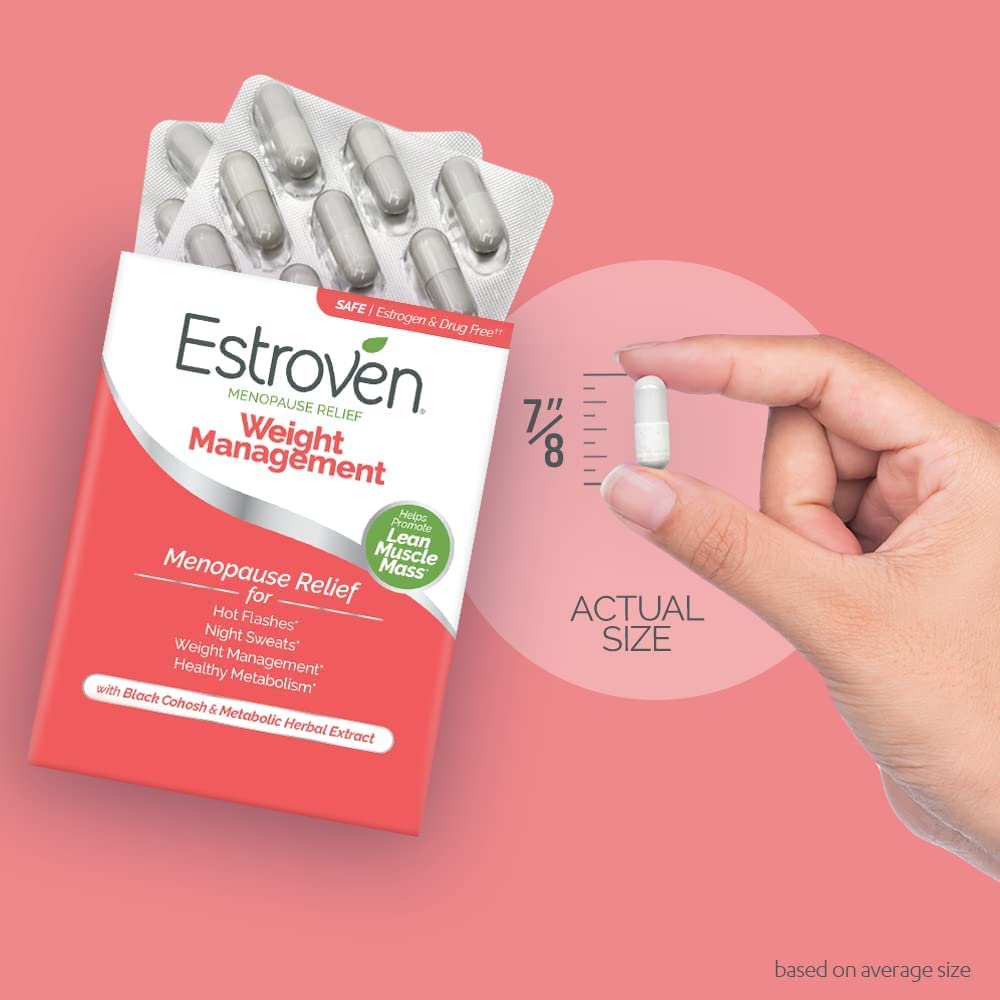 Estroven Menopause Relief box packaging showing trusted ingredients