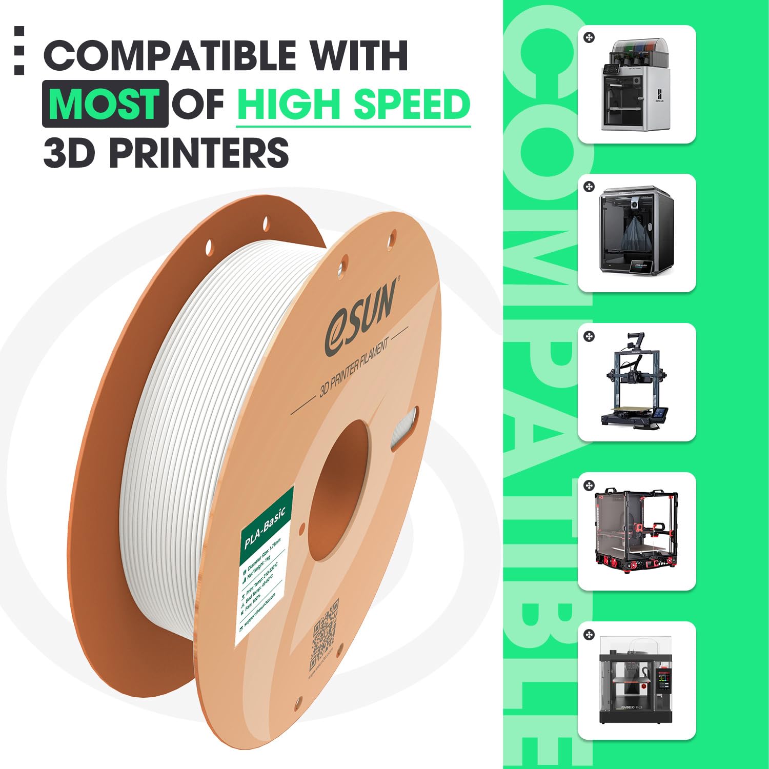 eSUN PLA Basic clog-free design supports steady, on-time prints