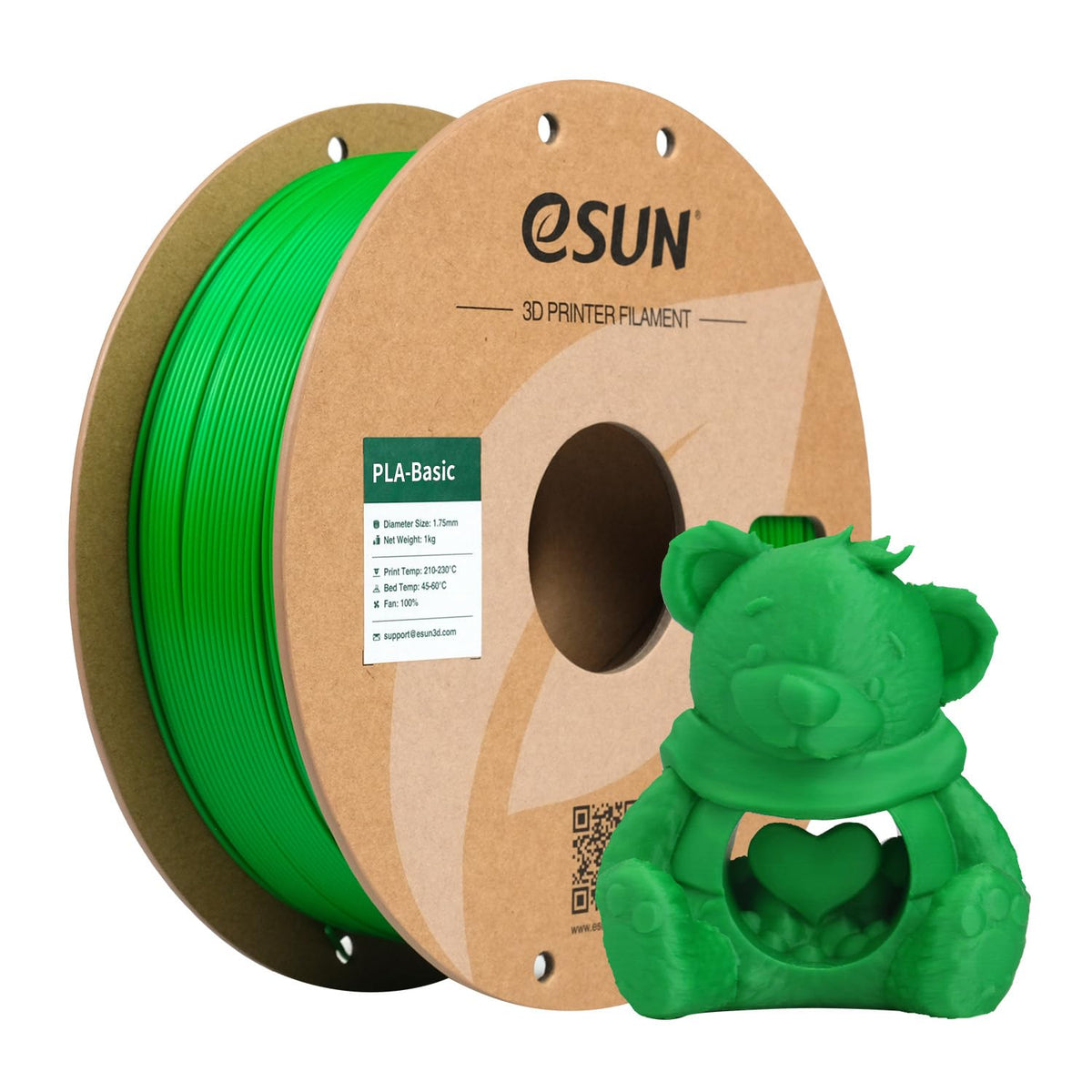 eSUN PLA Basic 1kg green spool ready for smooth 3D printing