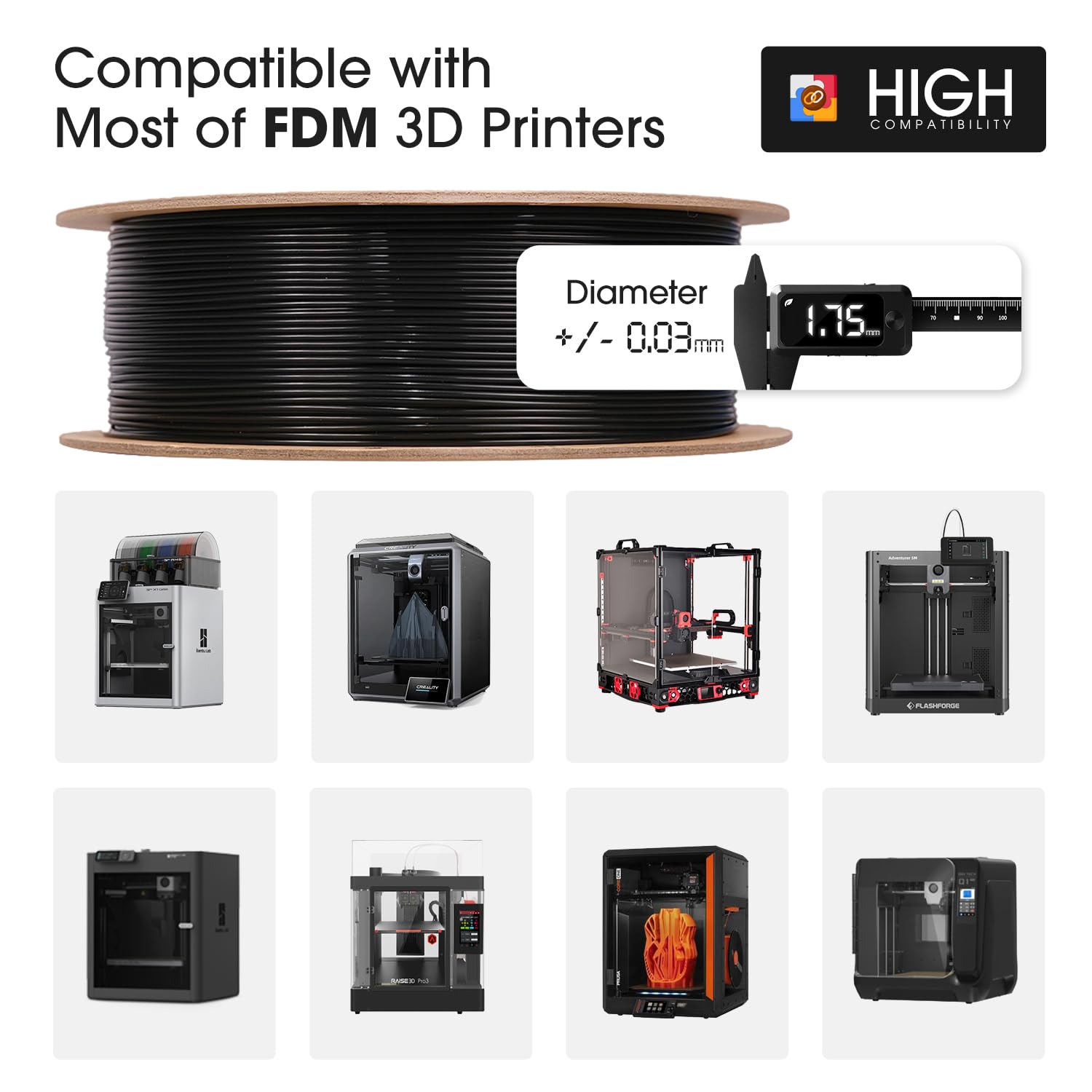 eSUN PLA+ tangle-free spool supports uninterrupted printing sessions.