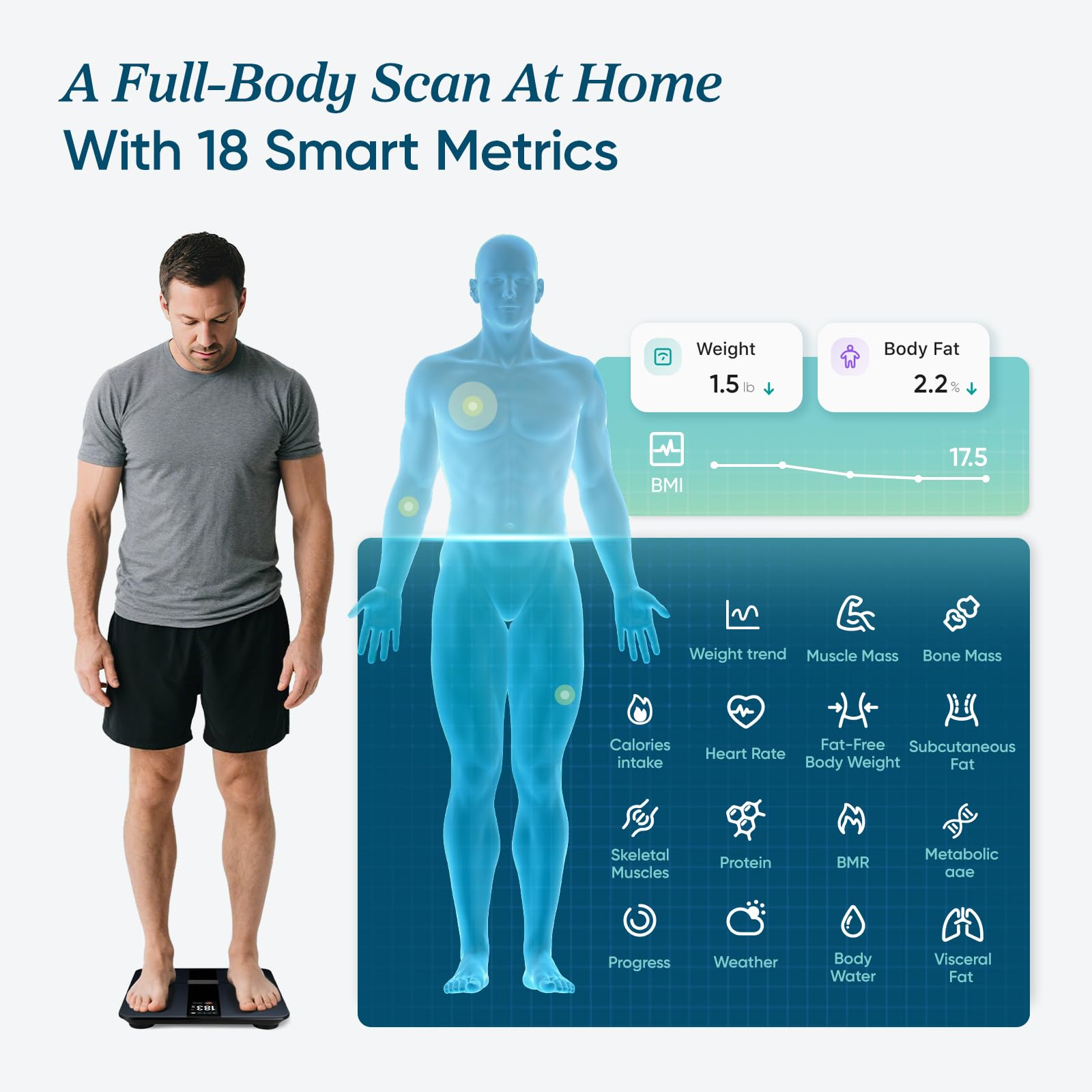 Etekcity smart scale syncs with Apple Health for seamless data sharing.