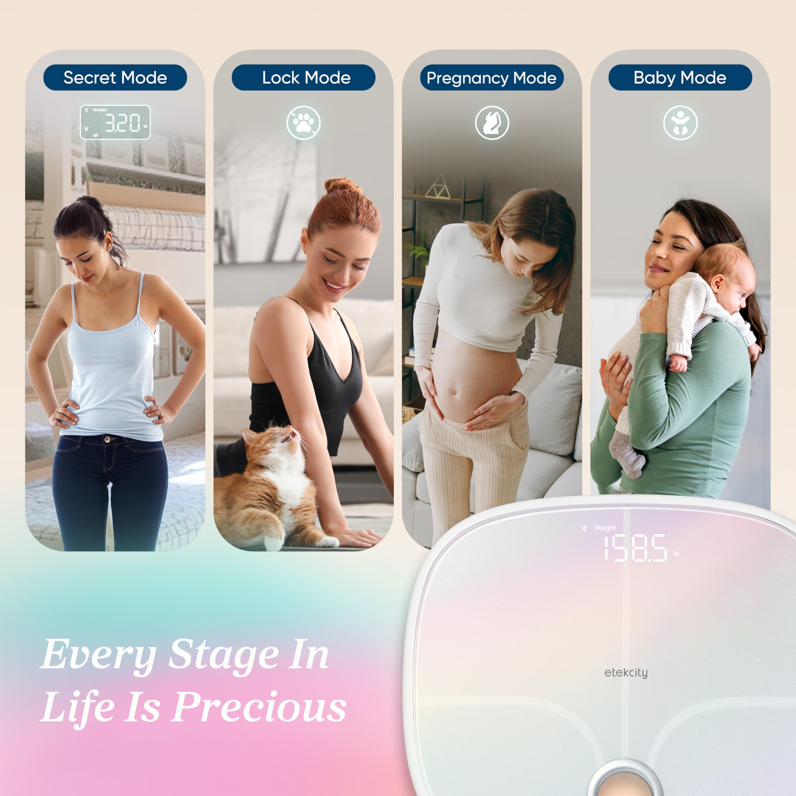 Etekcity Smart Scale Baby Mode weighs a child safely during use