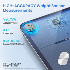 Etekcity Smart Scale with tempered-glass platform providing stable footing during weigh-ins