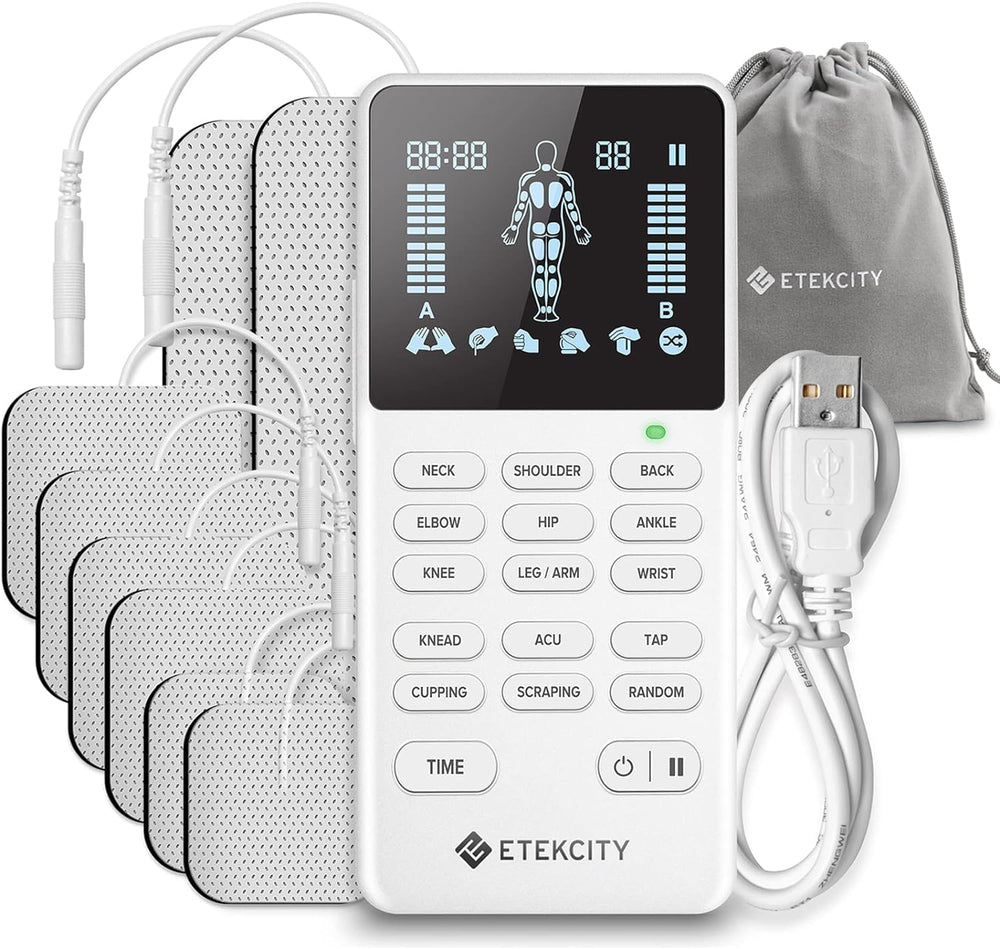 Etekcity TENS 4-channel unit front view for home use and portable relief