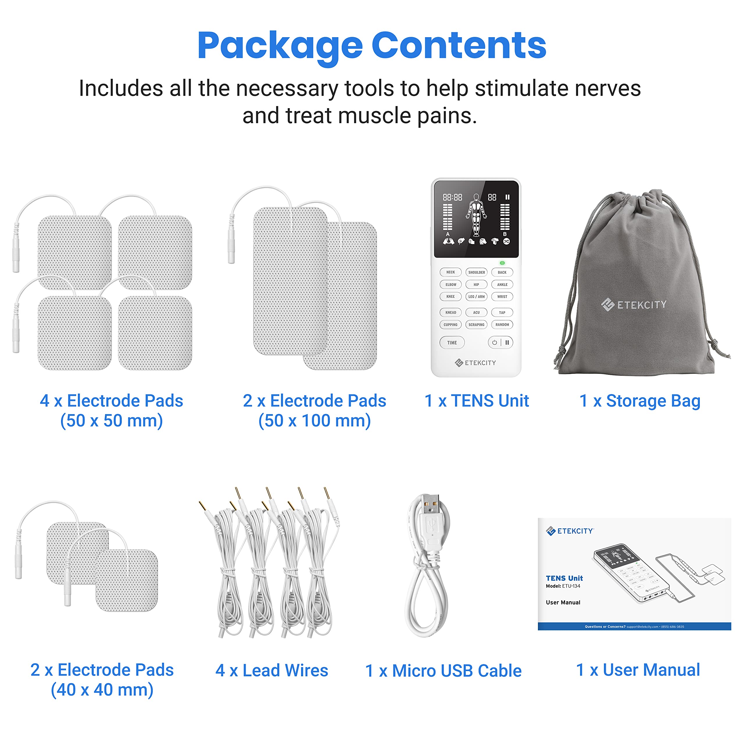 Etekcity TENS compact design ideal for travel and on-the-go relief