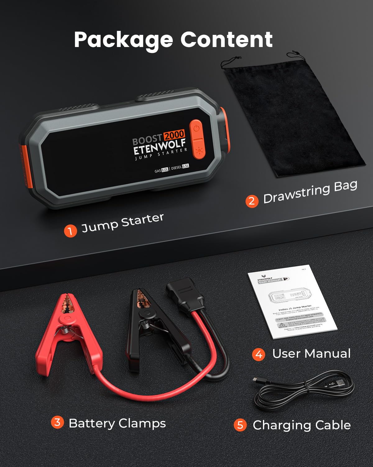ETENWOLF packaged with manual and carry bag for quick setup