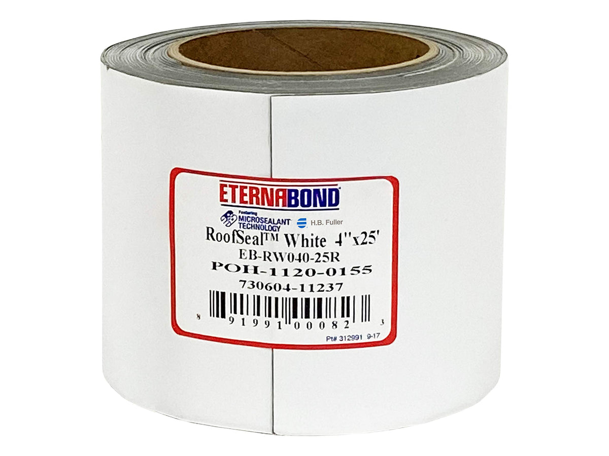 EternaBond RoofSeal White close-up shows adhesive layer for a watertight seal