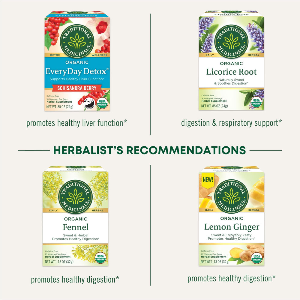 Ethical sourcing label on Traditional Medicinals tea package.