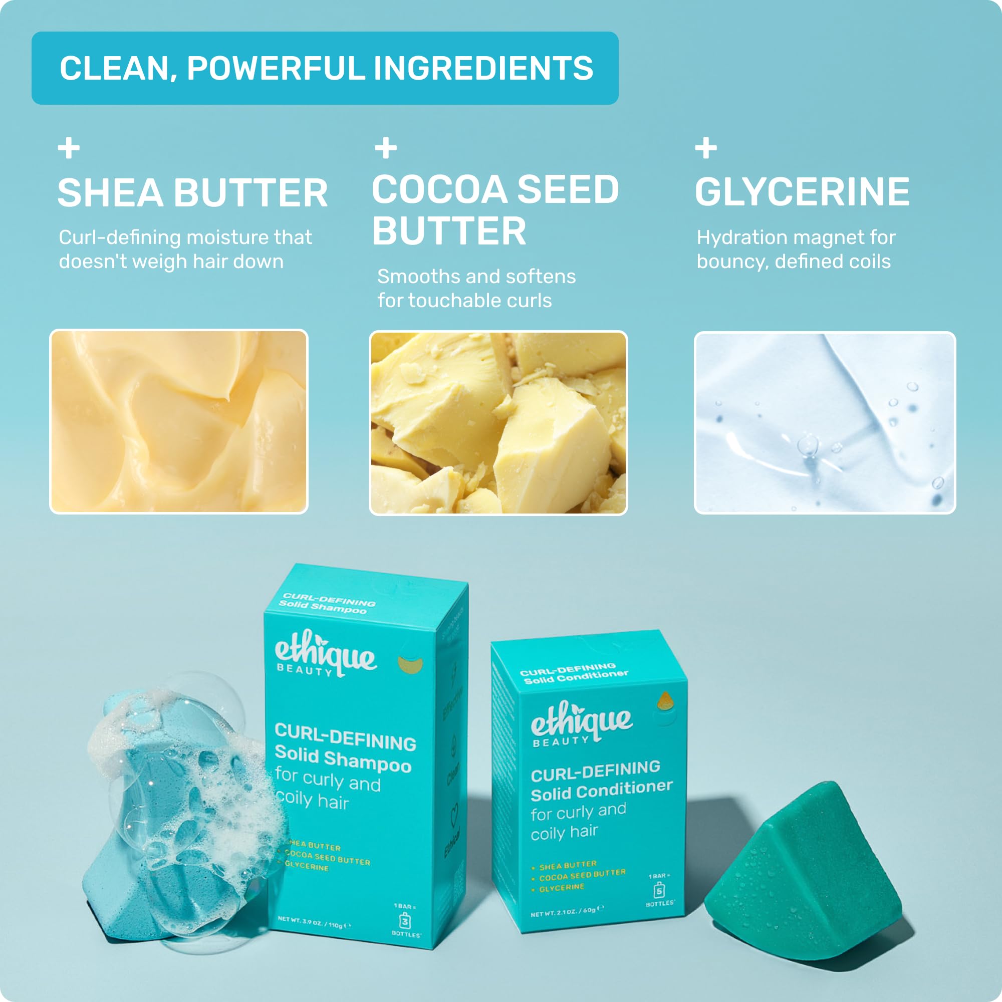 Ethique vegan and cruelty-free formula with renewable packaging