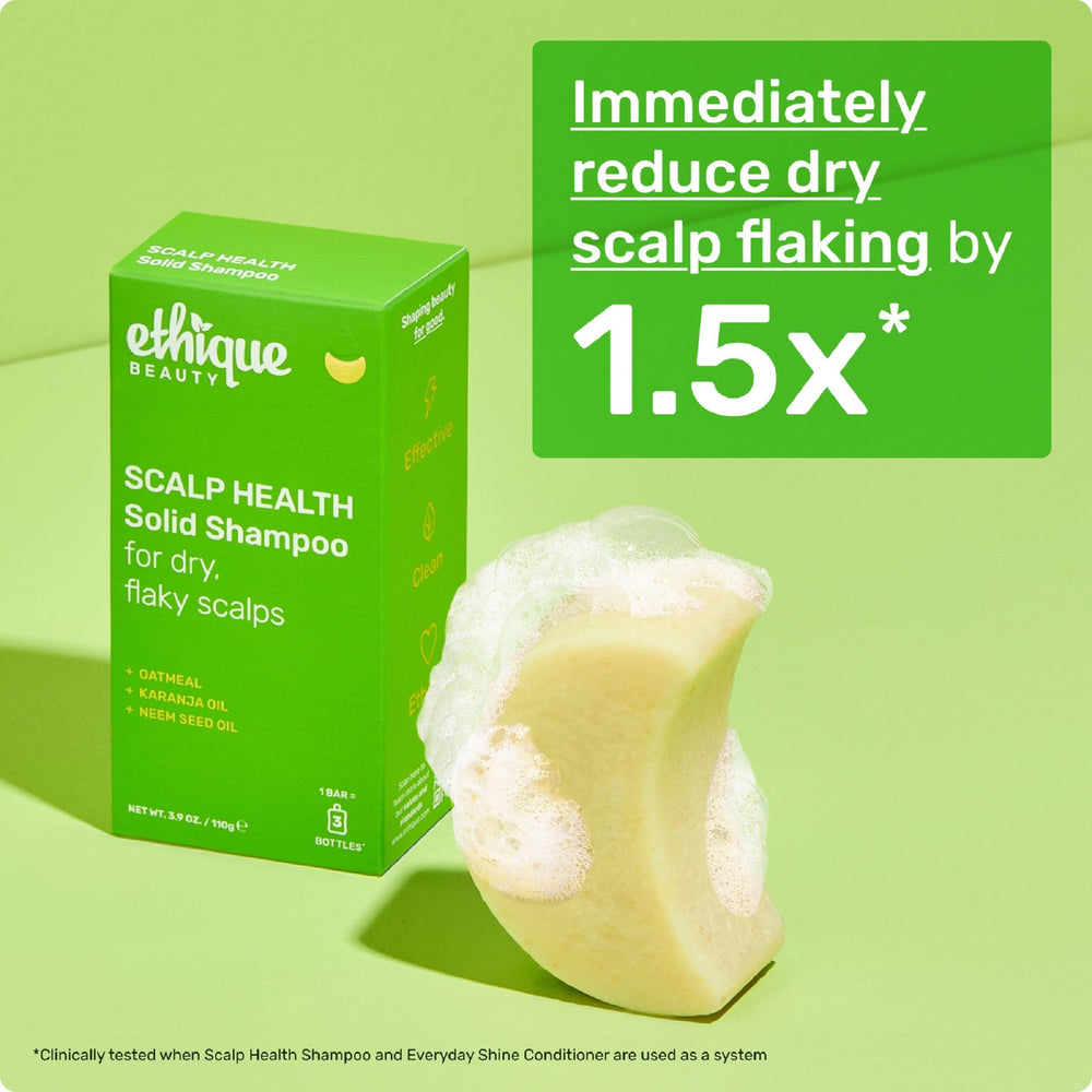 Color-safe Ethique Scalp Health Shampoo Bar protects color-treated hair.