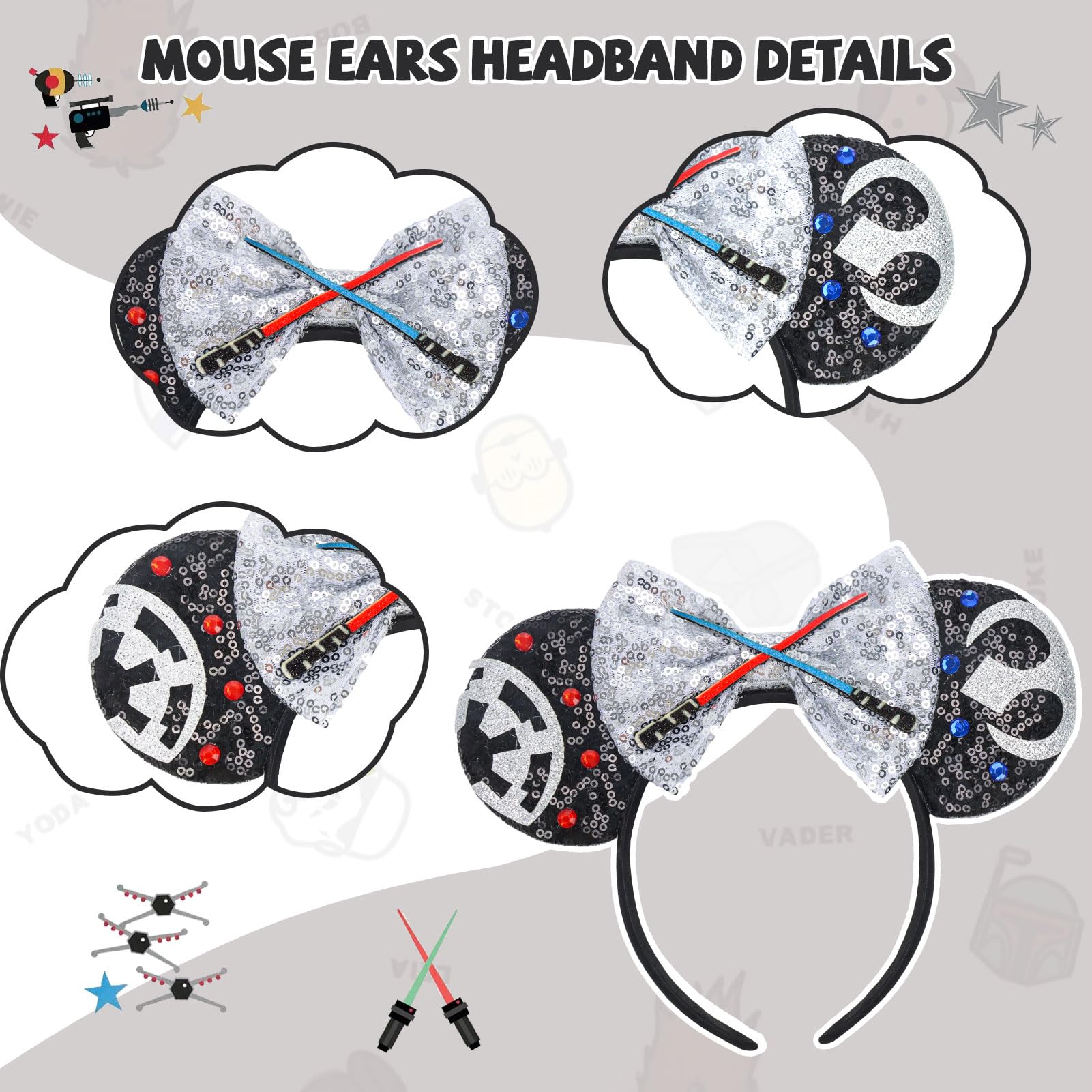 ETLUK headband with durable padding and secure stitching keeps sequins in place during wear.