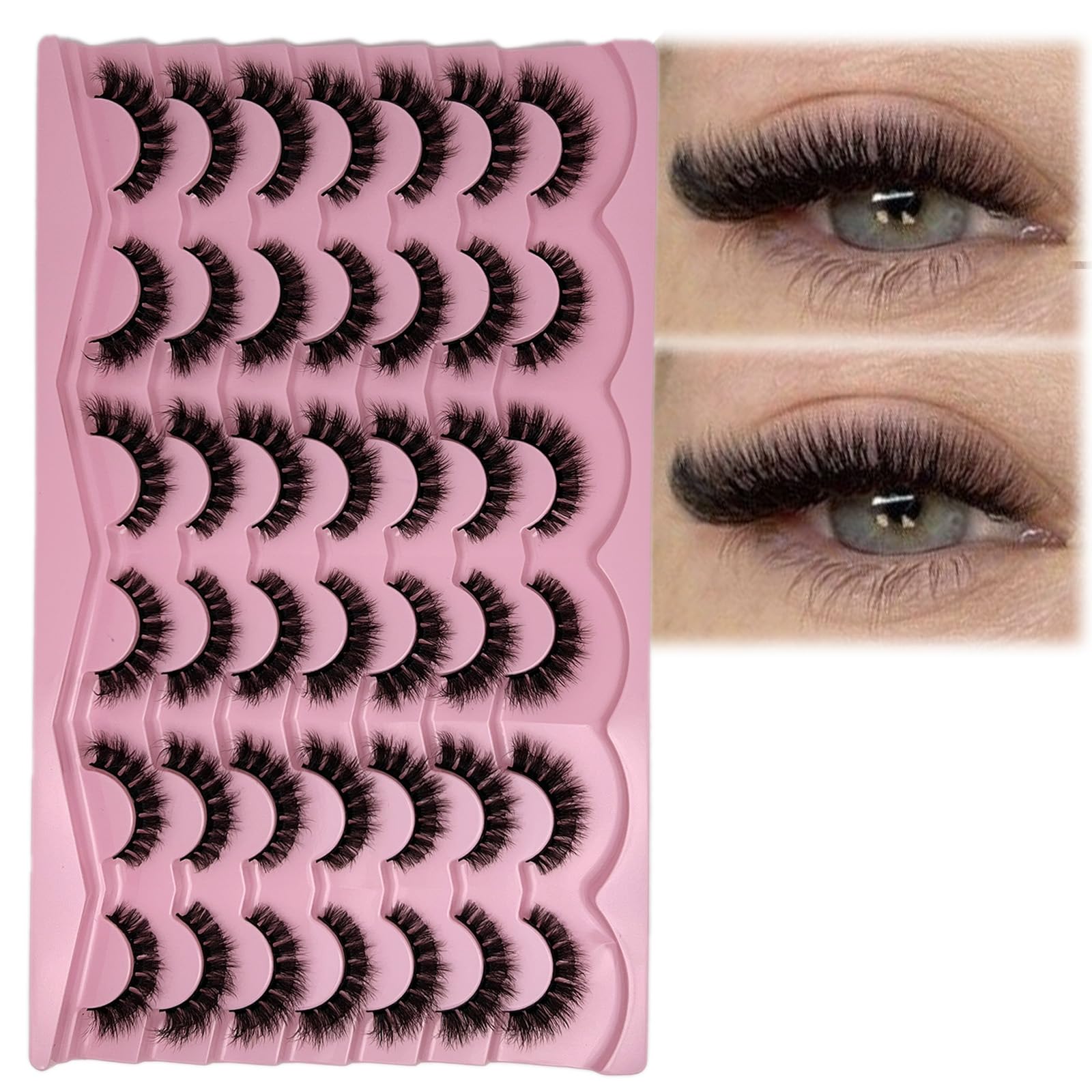 etokdos Short Fluffy Lashes Cat Eye 21-pairs pack for natural, lightweight wear