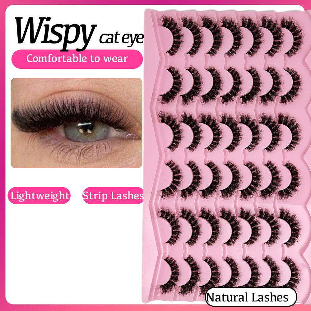etokdos Wispy cat-eye lashes blending with natural lashes for subtle drama