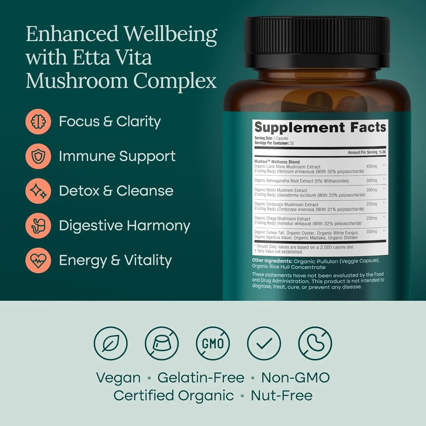 Etta Vita 10-in-1 mushroom power box highlights comprehensive adaptogenic blend.