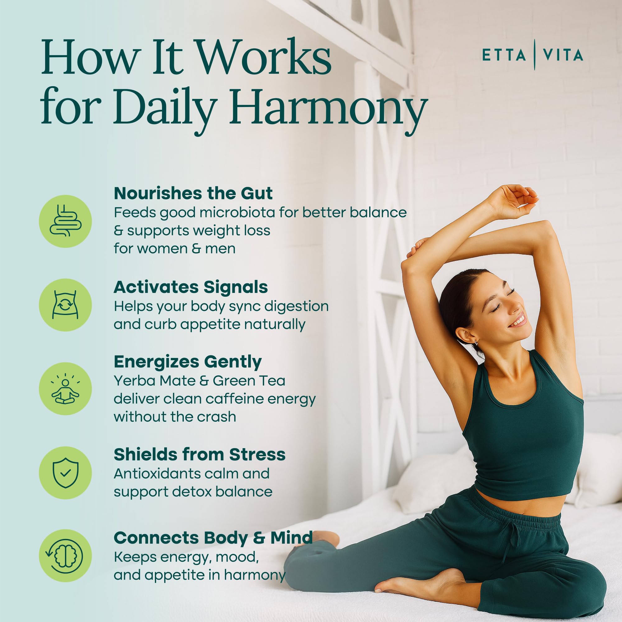 Etta Vita Colon Cleanse in a glass with water, suggesting easy daily intake