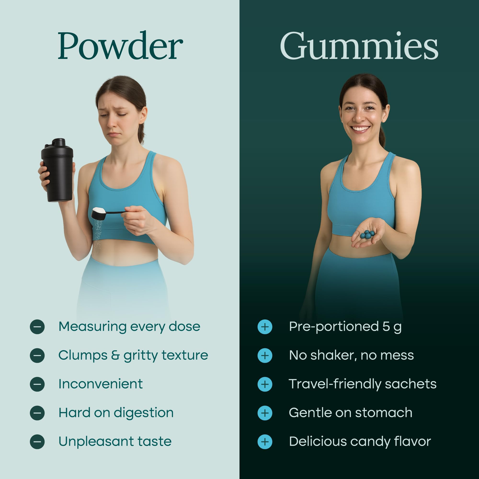 Sugar-free, no powder mess with a clean, convenient format