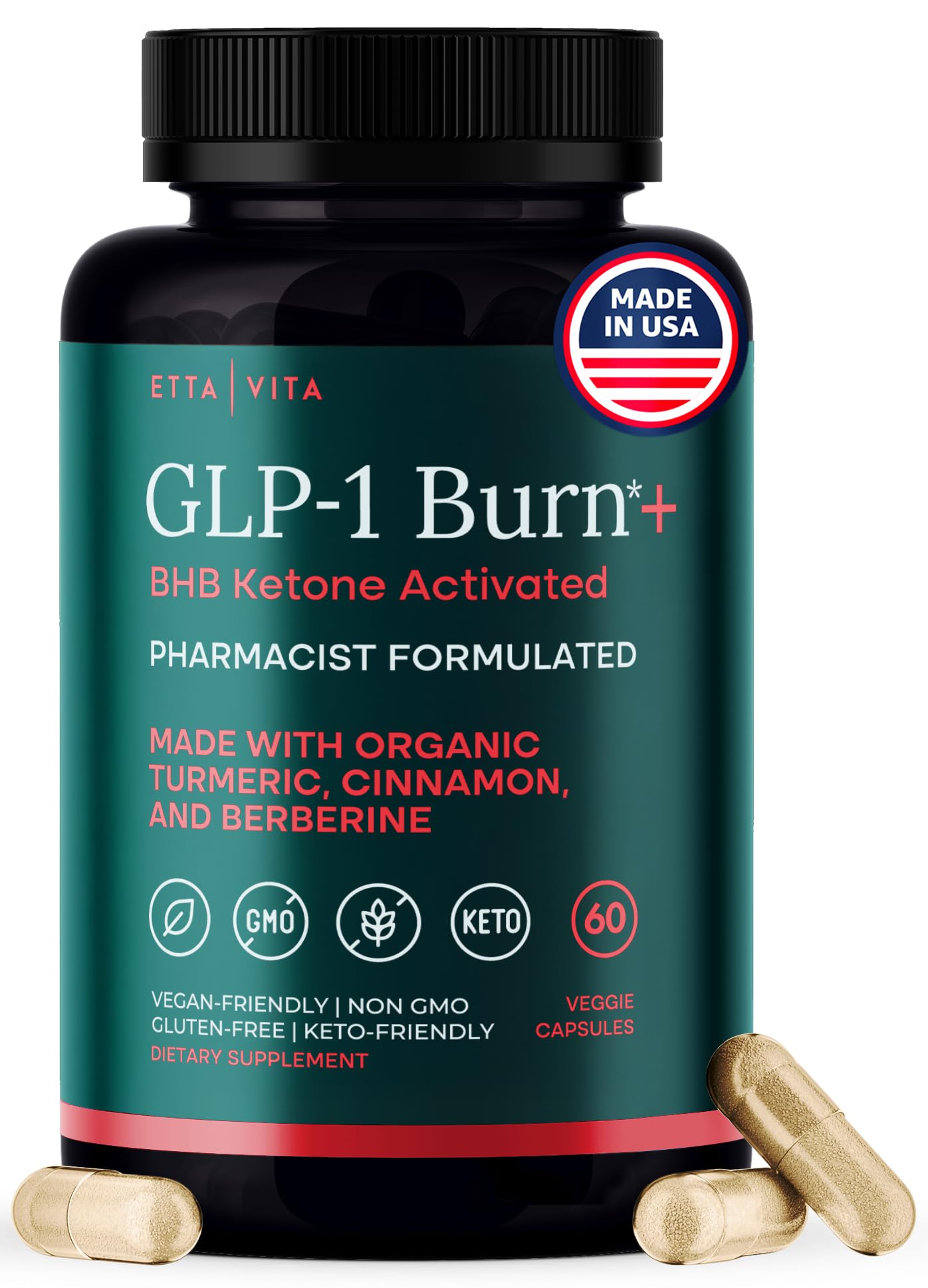 Etta Vita ketosis bottle showing BHB with ACV for daily use