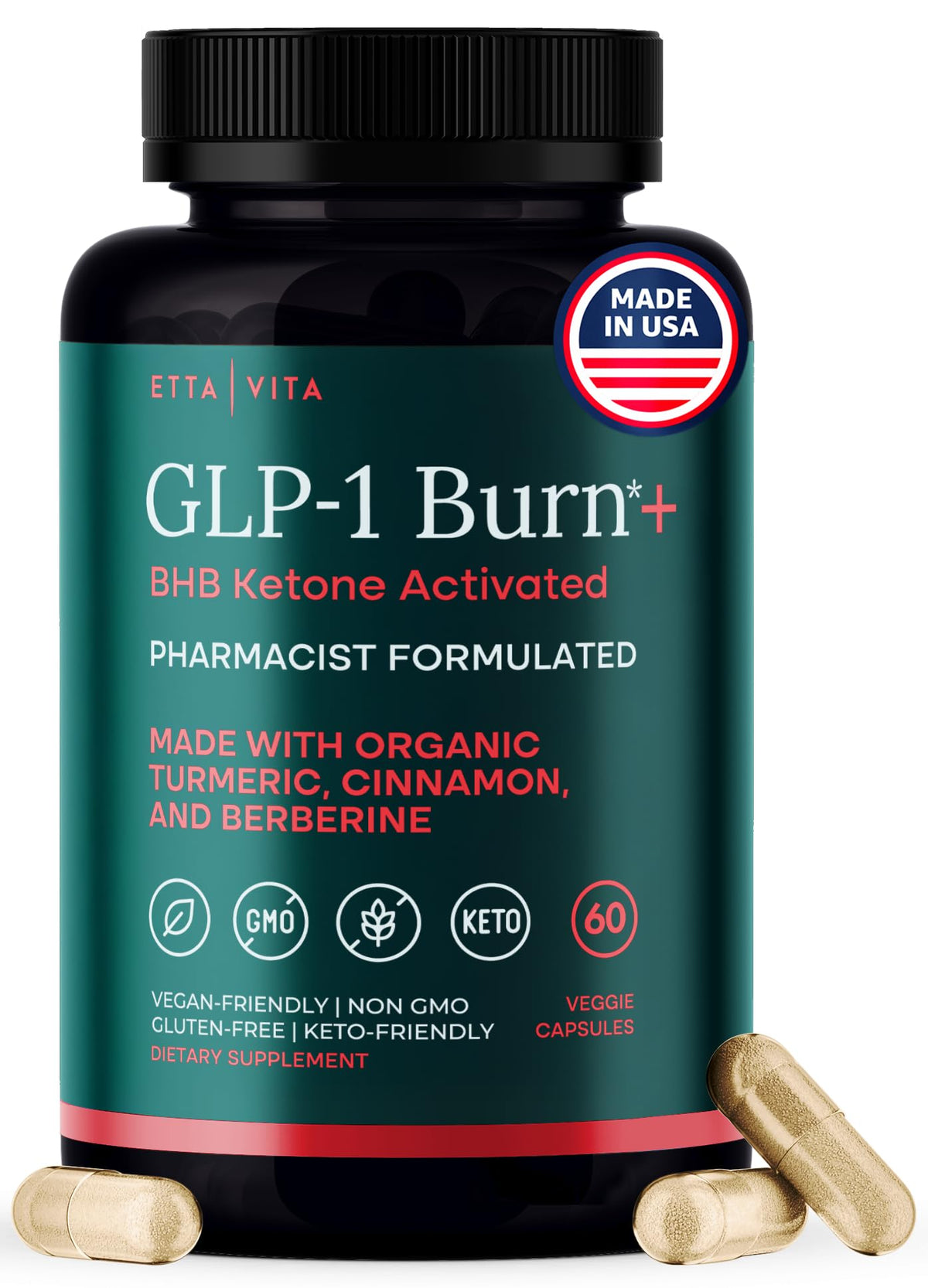 Etta Vita ketosis bottle showing BHB with ACV for daily use