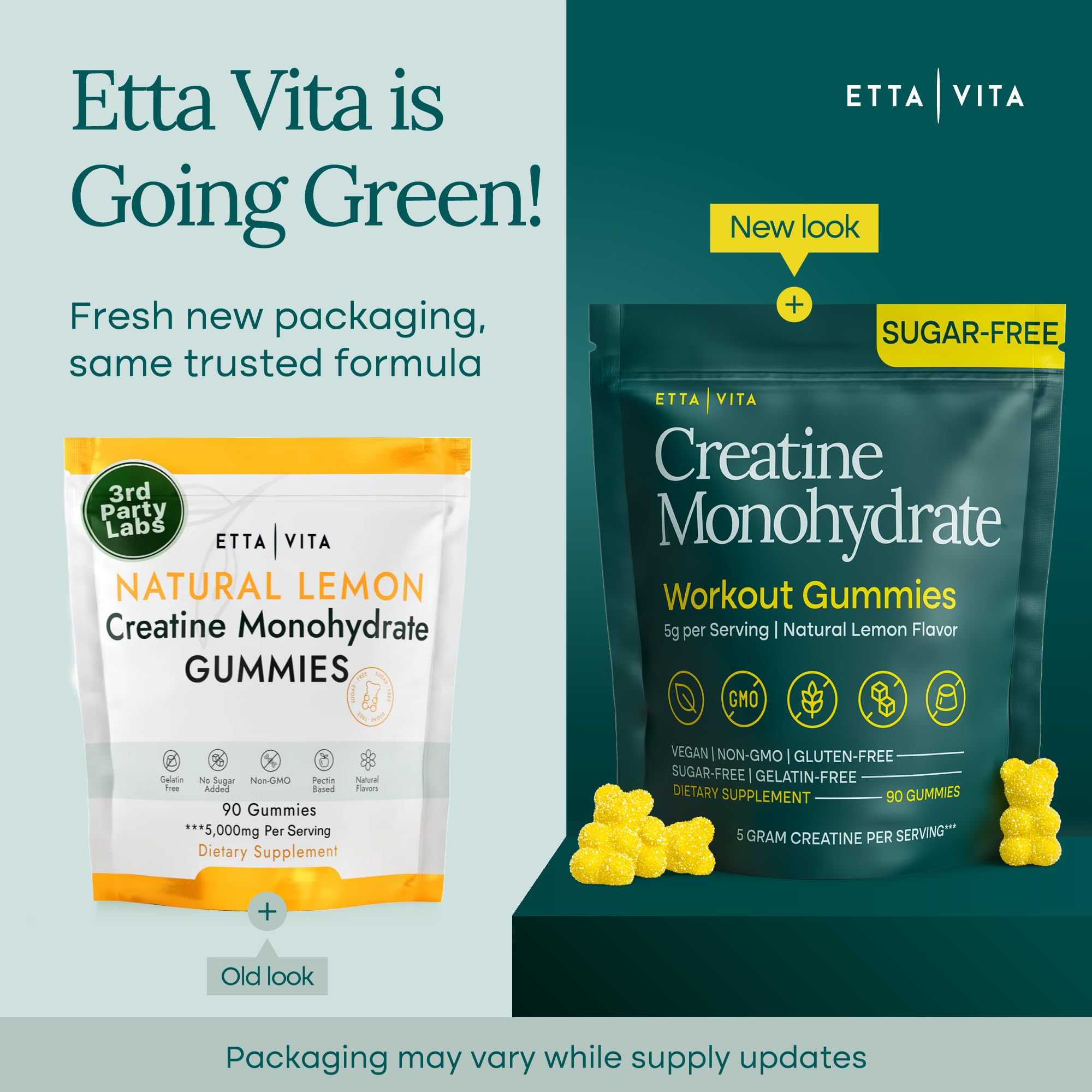 Etta Vita gummies lemon closeup highlighting chewy texture.