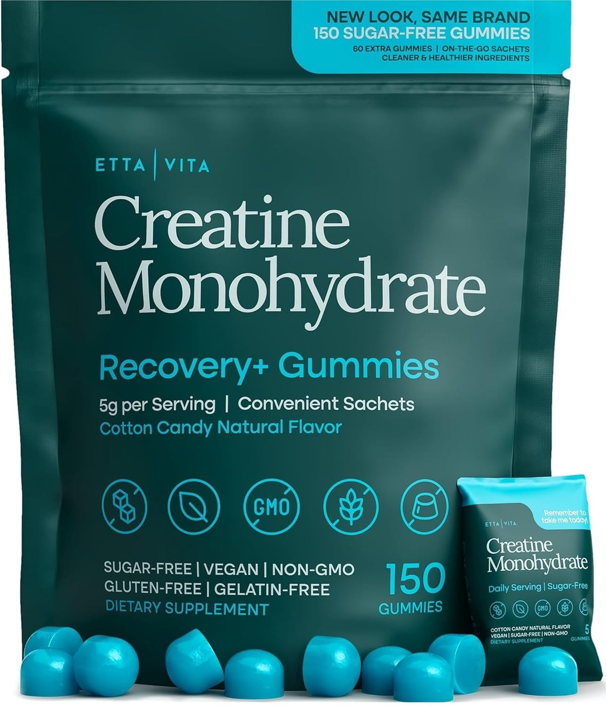 Etta Vita packaging for Sugar-Free Creatine Gummies, ready-to-use on-the-go