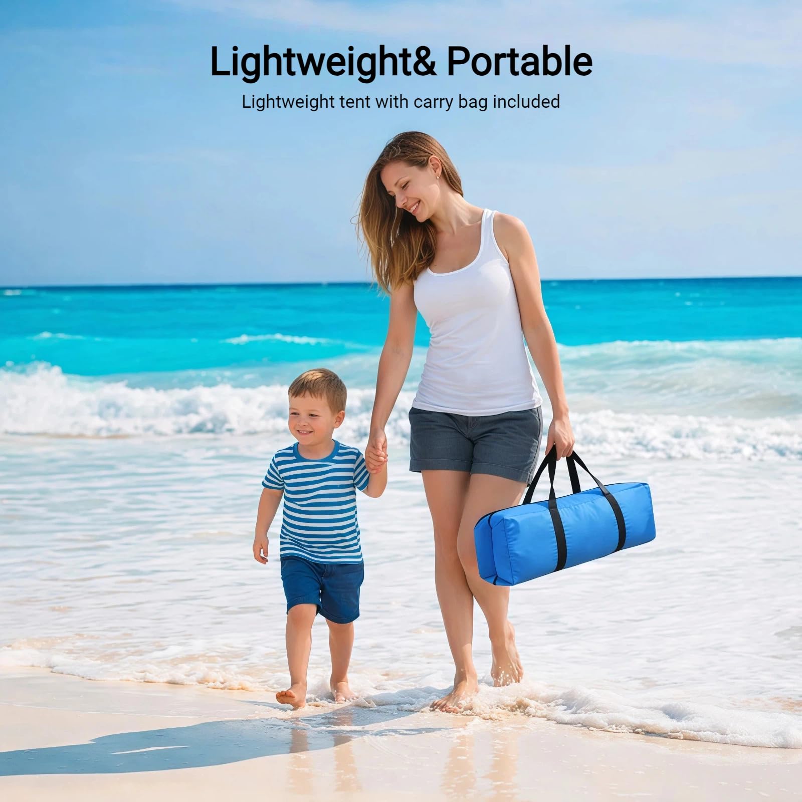 Etto Beach Tent packs into a portable carrying bag for travel.