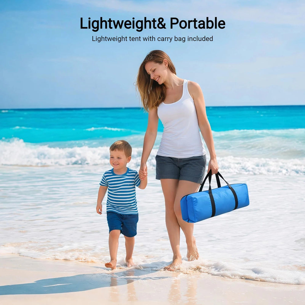 Etto Beach Tent packs into a portable carrying bag for travel.