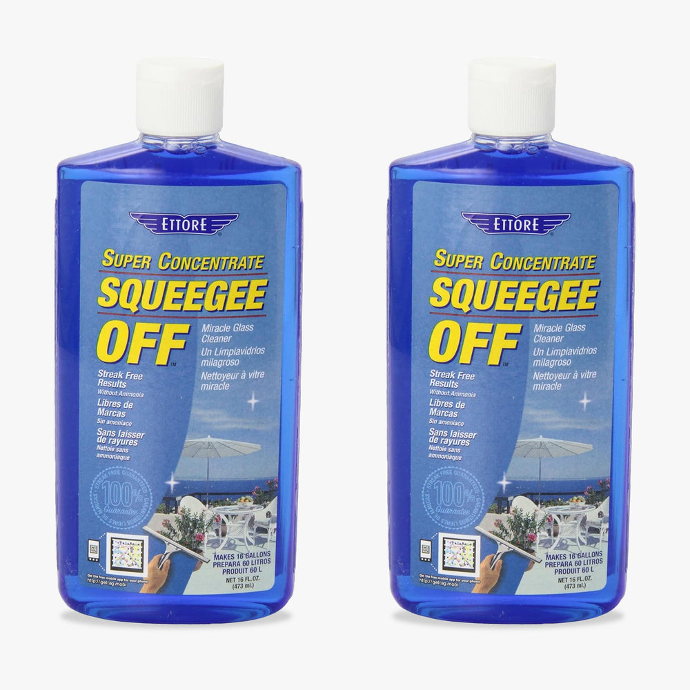 Ettore Squeegee-Off bottle front with ammonia-free, biodegradable formula for streak-free cleaning