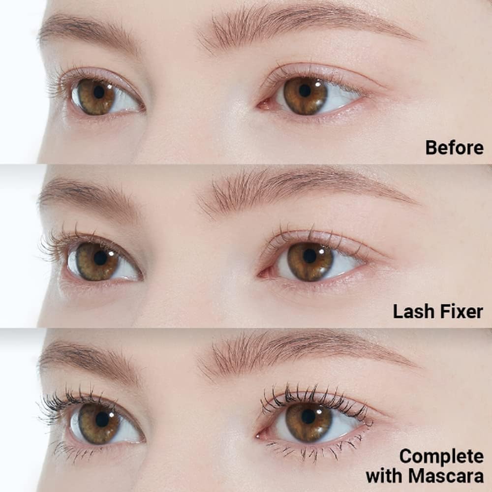 ETUDE Dr. Mascara Fixer before-after lashes show defined lift