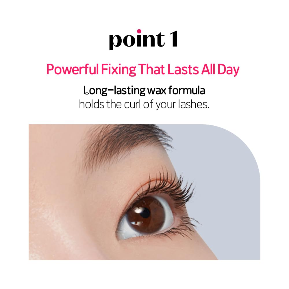 ETUDE Dr. Mascara Fixer wax formula visible signaling long-lasting lift.