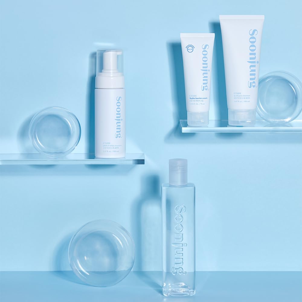 Etude SoonJung big size bottle pictured for value and shared routine.