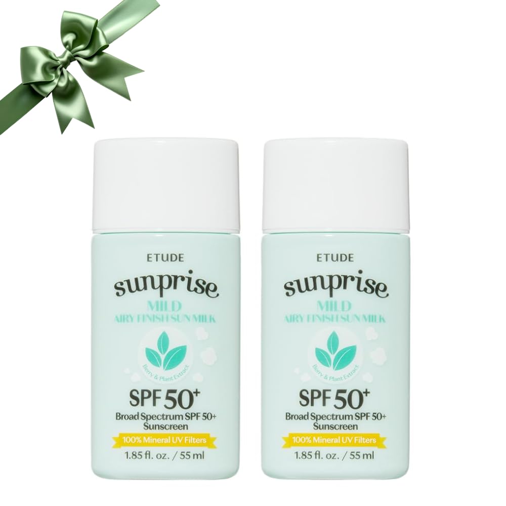 ETUDE Sunprise duo bottles show mineral sunscreen for daily SPF protection.