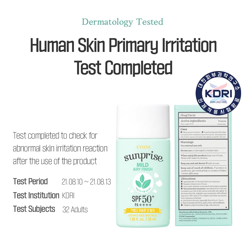 ETUDE Sunprise safety-tested formula gentle on skin.