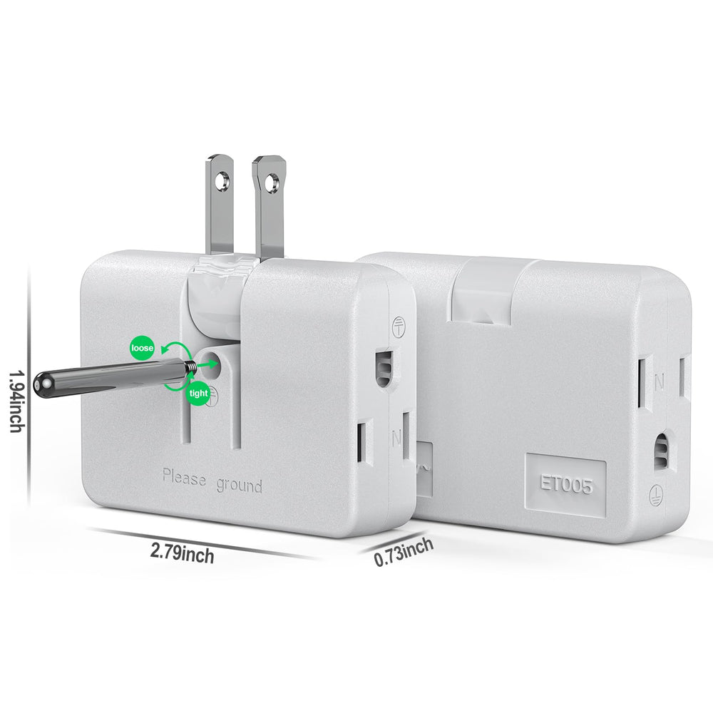 ETwinCoo 2-prong to 3-prong polarized adapter closeup