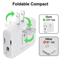 ETwinCoo flat plug swivel adapter behind furniture saves space