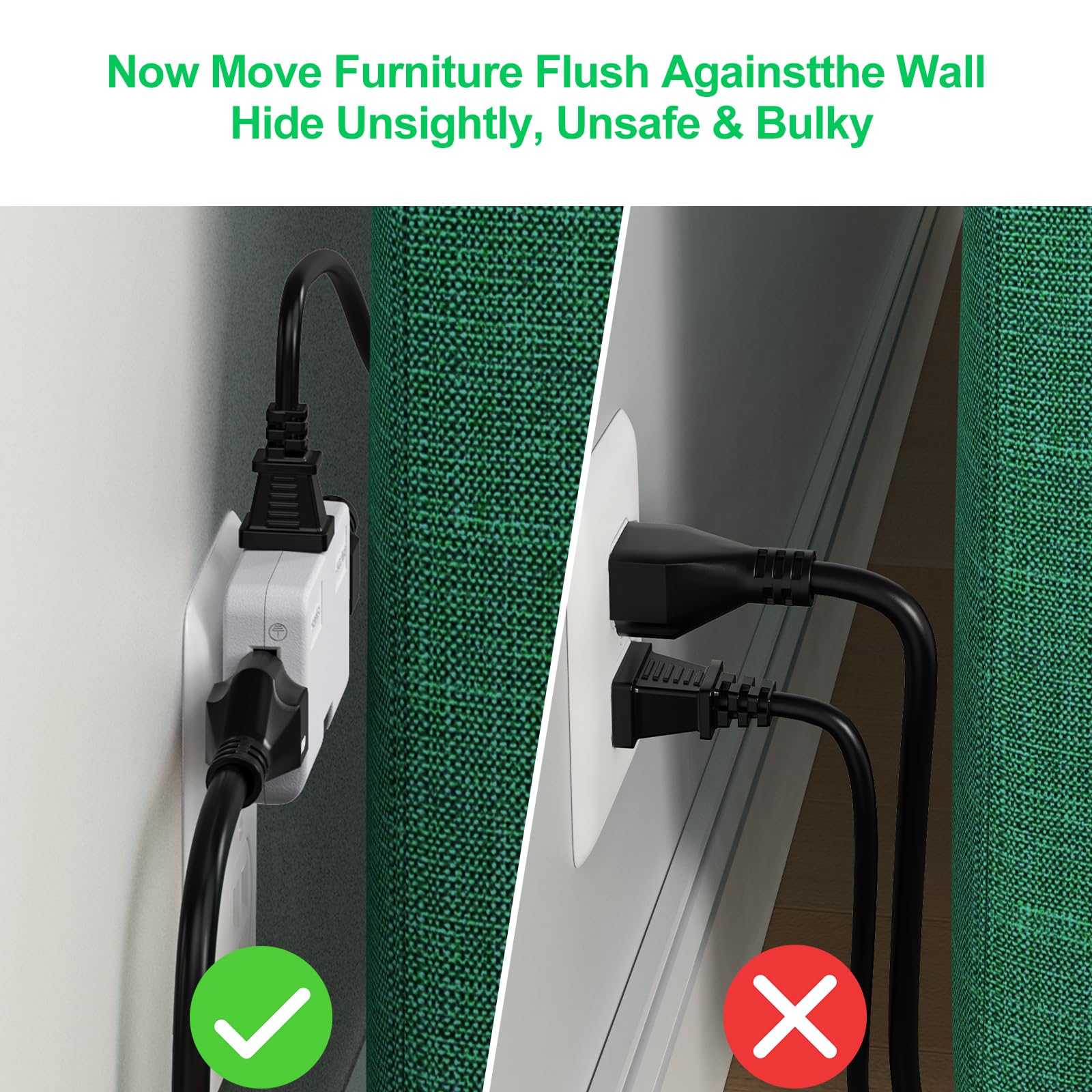 ETwinCoo swivel head reaching rear outlet in use