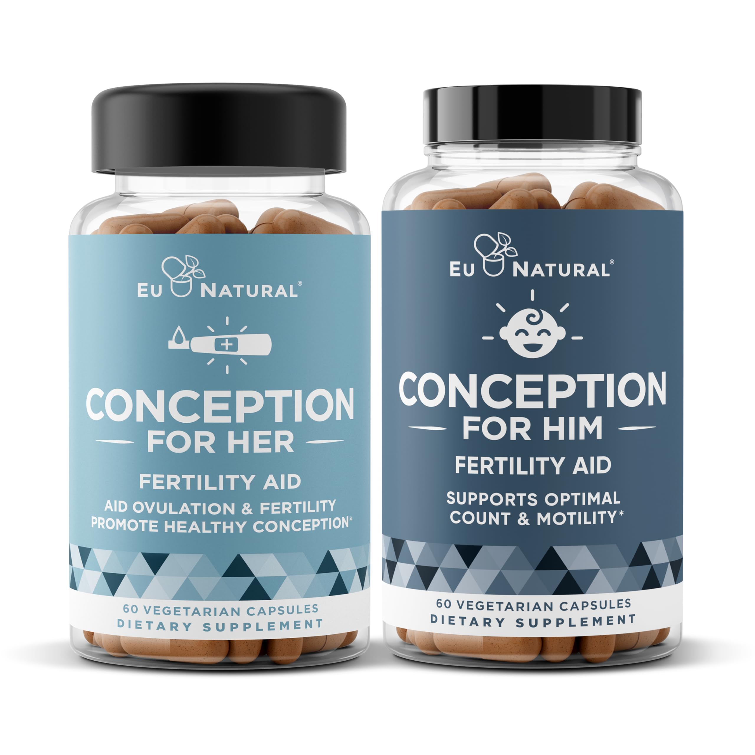 Eu Natural Conception for Her bottle showing hormonal balance support and cycle regularity benefits.