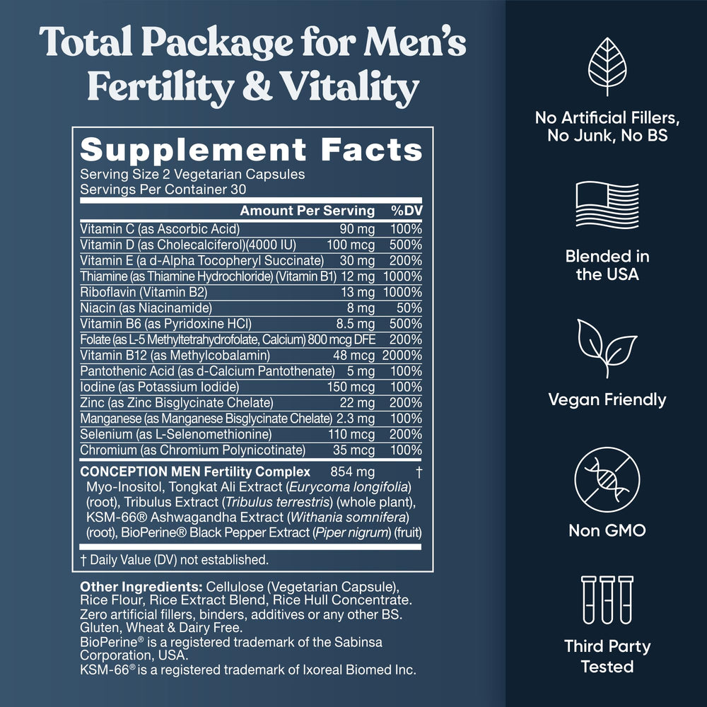 Eu Natural Conception for Him gluten-free icon on Eu Natural packaging.