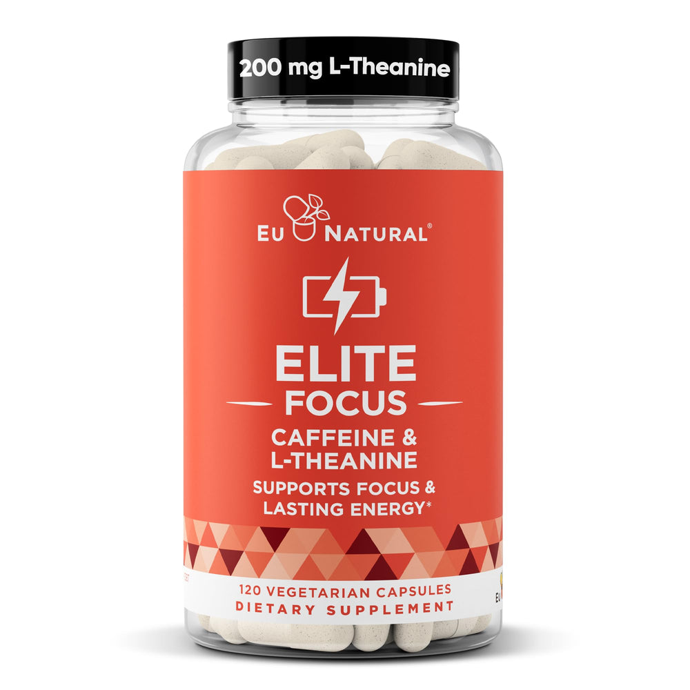 Eu Natural Elite bottle front promotes focused energy.