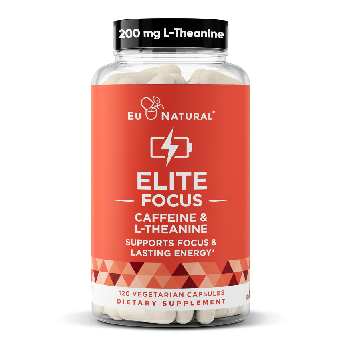 Eu Natural Elite bottle front promotes focused energy.