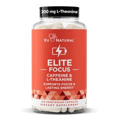 Eu Natural Elite bottle front promotes focused energy.