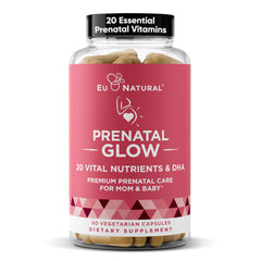 Eu Natural Glow Prenatal bottle front displaying label for trusted prenatal nutrition