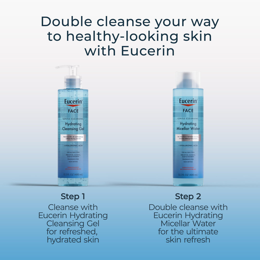 Eucerin bottle with dermatology inspired skincare branding on label