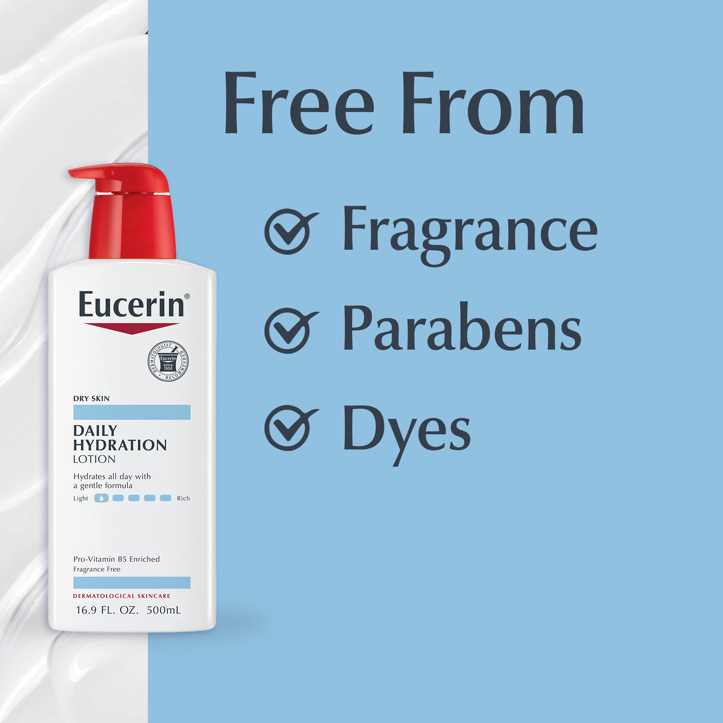Hand lotion use with Eucerin Daily Hydration for dry hands.