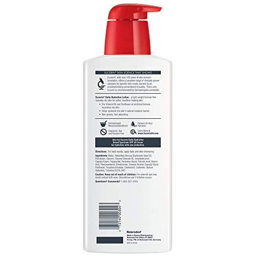 Unscented Eucerin Daily Hydration lotion for sensitive dry skin.