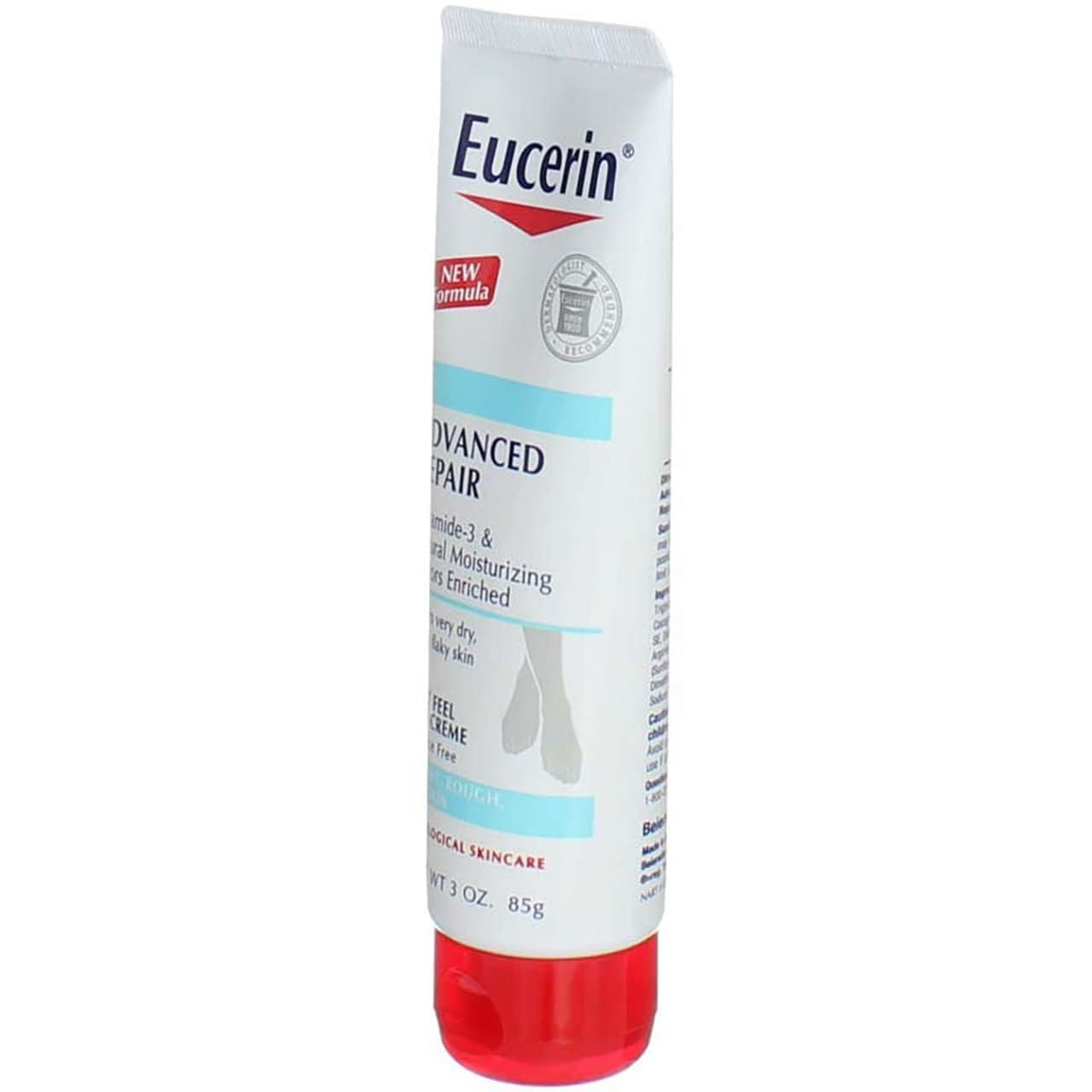 Eucerin Dermatologist-recommended brand line indicating trusted foot care.